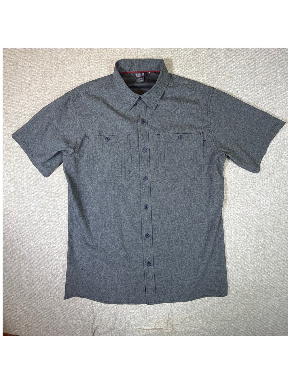 Outdoor Research Mens Medium Gray Wayward Short Sleeve Button Front Shirt Hiking